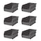 Triton Products Stacking Hanging Interlocking Bins, Polypropylene, Gray, 7-3/8" L x 4-1/8" W x 3" H, 6 CT 3-220GR-6 - alternate 1